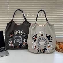 刺繡購物袋大容量單肩包