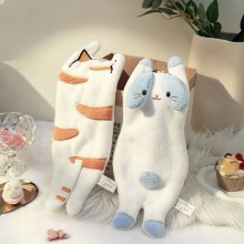 萌趣動物背影珊瑚絨擦手巾